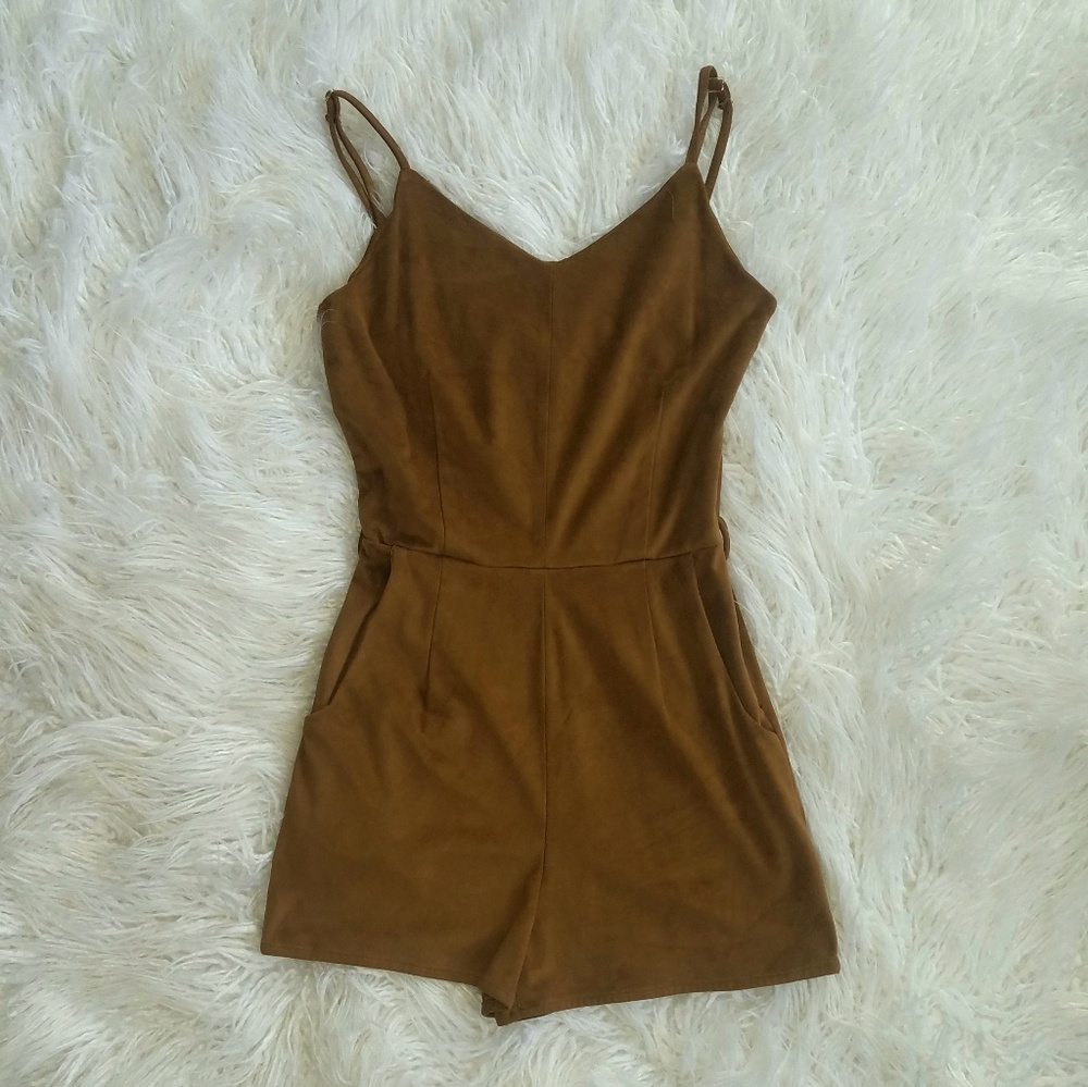 Brown Suede Romper